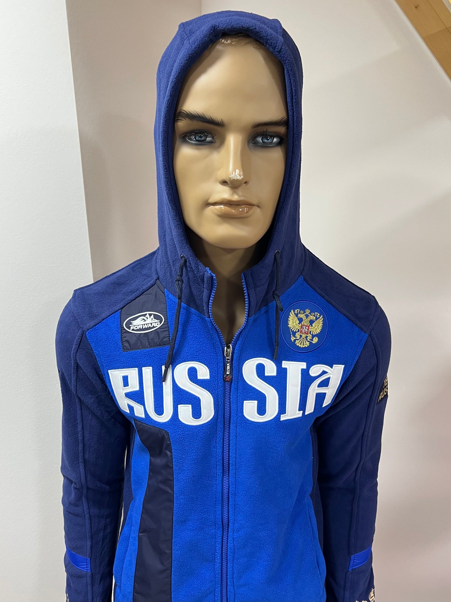 FORWARD Fleece Sport-Trainings Kapuzen-Jacke *RUSSIA* Blau