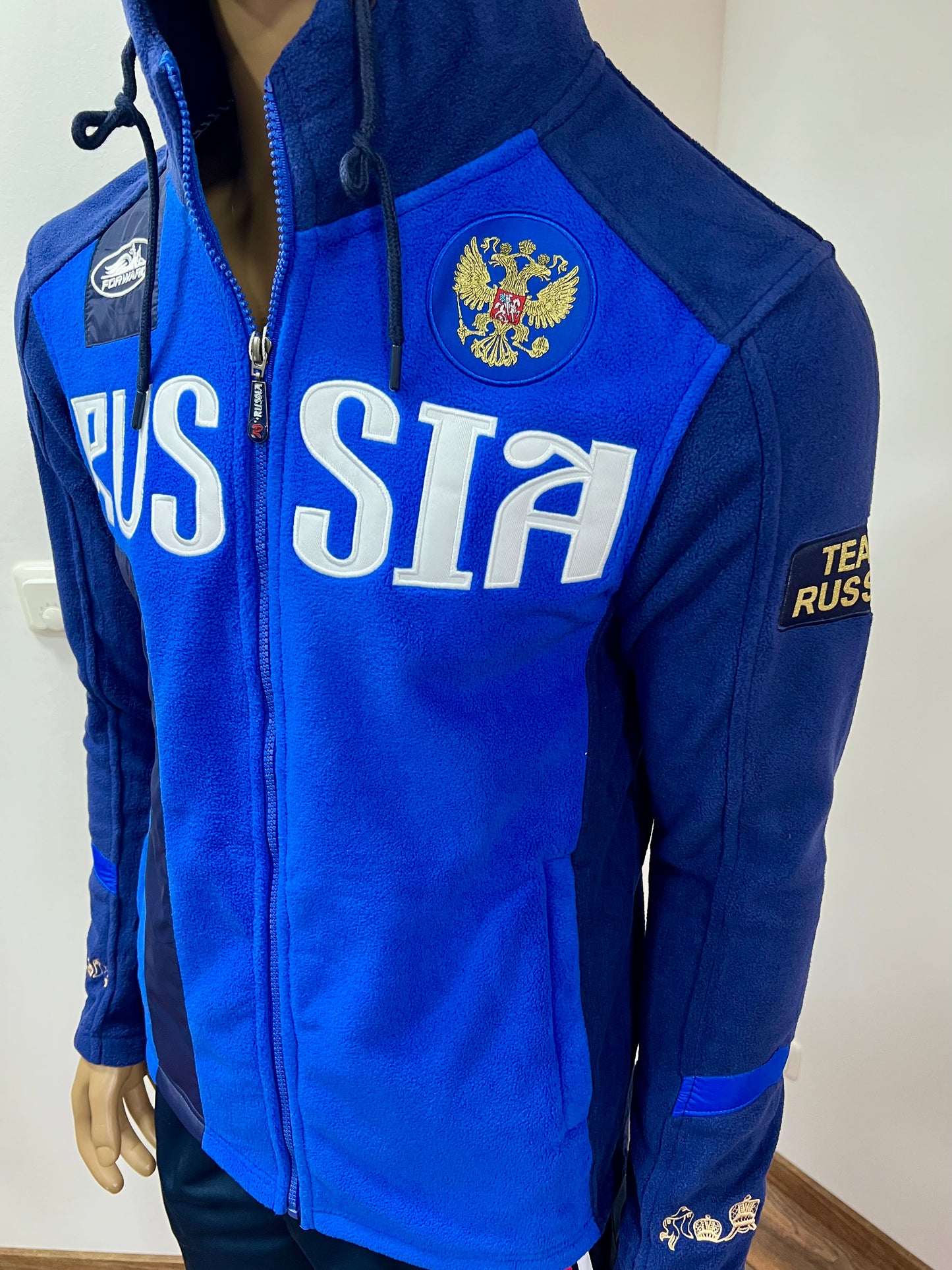 FORWARD Fleece Sport-Trainings Kapuzen-Jacke *RUSSIA* Blau