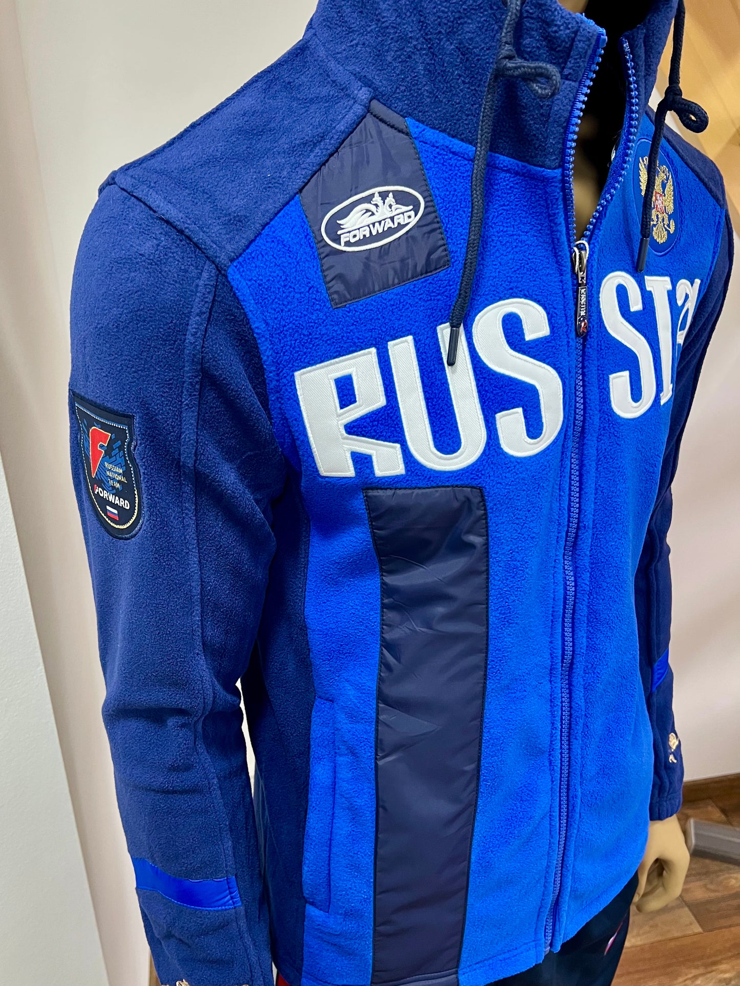 FORWARD Fleece Sport-Trainings Kapuzen-Jacke *RUSSIA* Blau