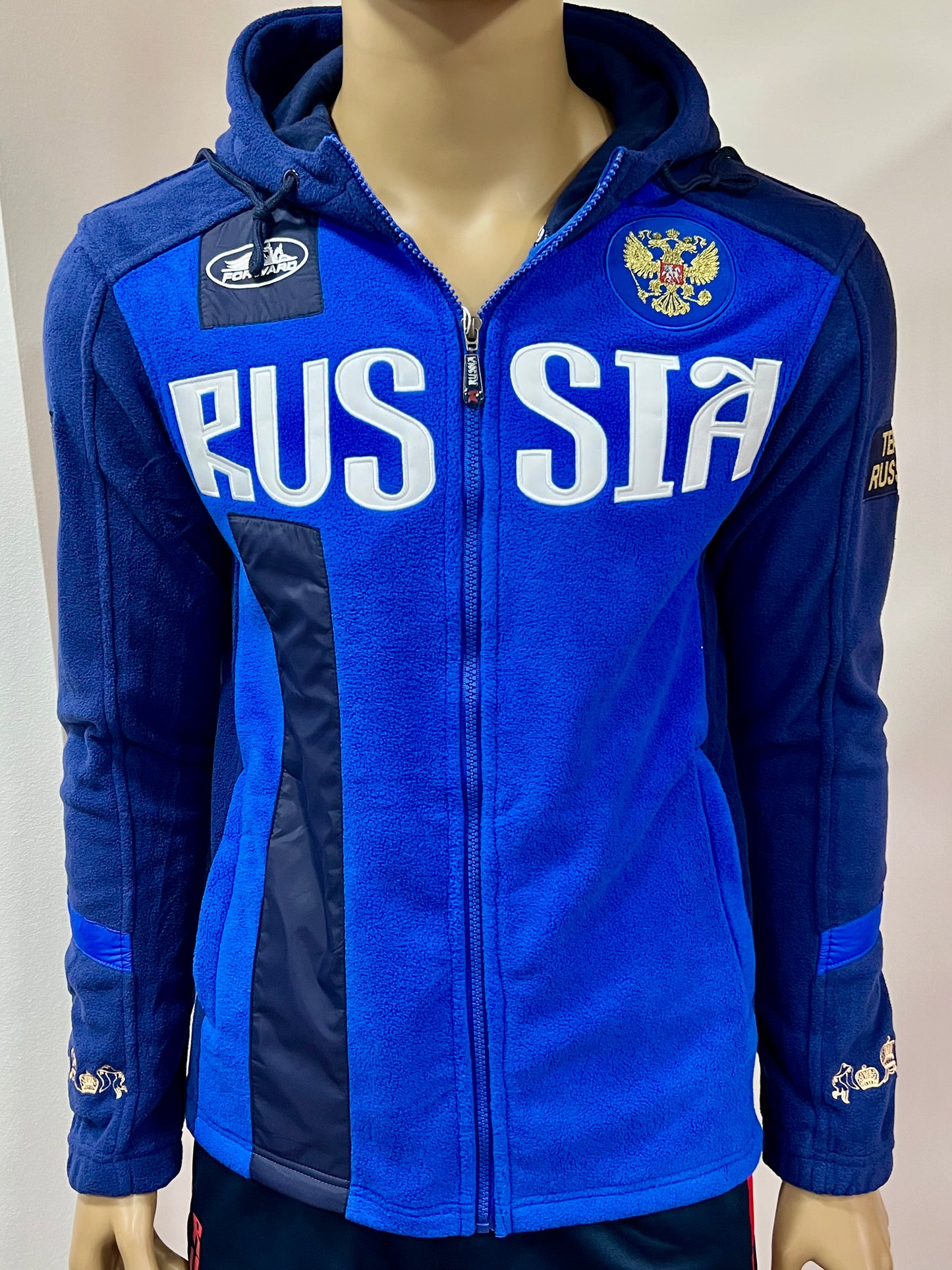 FORWARD Fleece Sport-Trainings Kapuzen-Jacke *RUSSIA* Blau