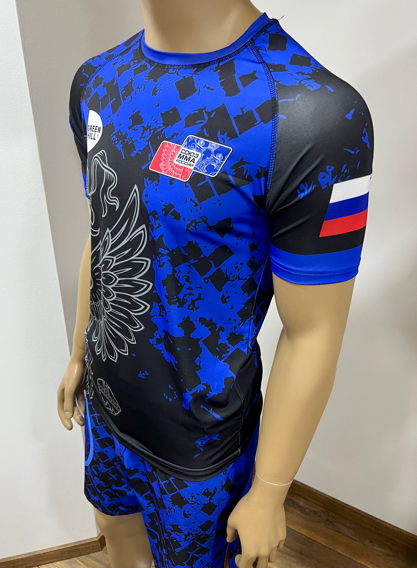 "GREEN HILL"UFC MMA Team •RUSSIA• Set (T-Shirt+Shorts) Schwarz/Blau