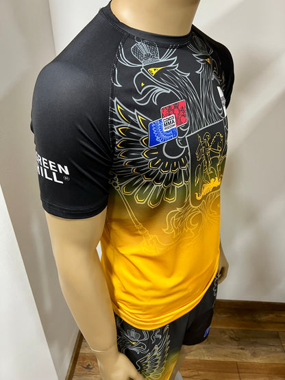 "GREEN HILL"UFC MMA Team •RUSSIA• Set (T-Shirt+Shorts) Schwarz/Gold