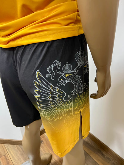 "GREEN HILL"UFC MMA Team •RUSSIA• Set (T-Shirt+Shorts) Schwarz/Gold