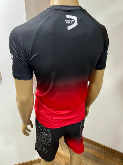 "GREEN HILL"UFC MMA Team •RUSSIA• Set (T-Shirt+Shorts) Schwarz/Rot