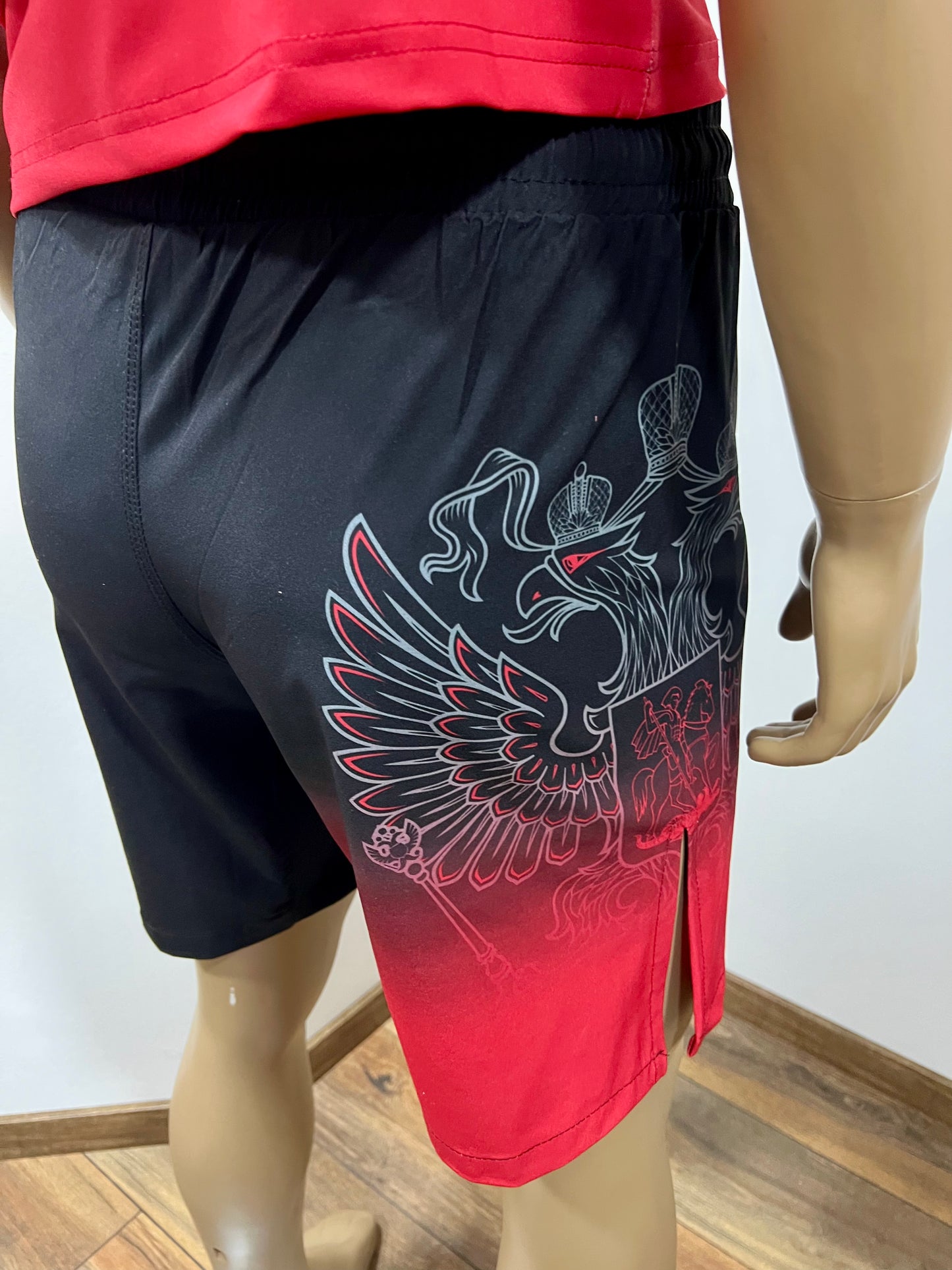 "GREEN HILL"UFC MMA Team •RUSSIA• Set (T-Shirt+Shorts) Schwarz/Rot