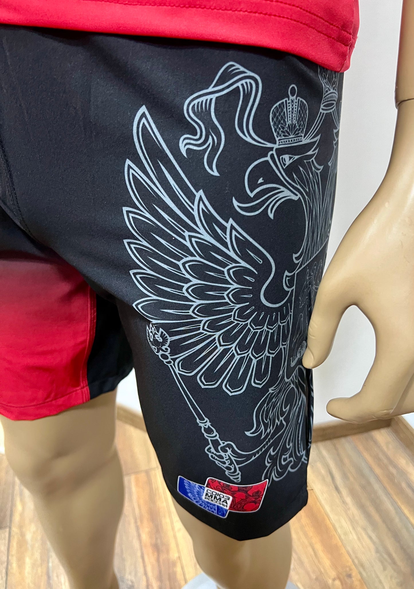 "GREEN HILL"UFC MMA Team •RUSSIA• Set (T-Shirt+Shorts) Schwarz/Rot