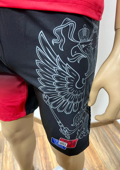 "GREEN HILL"UFC MMA Team •RUSSIA• Set (T-Shirt+Shorts) Schwarz/Rot