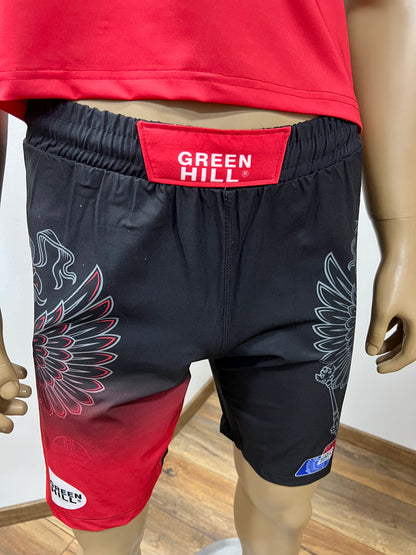 "GREEN HILL"UFC MMA Team •RUSSIA• Set (T-Shirt+Shorts) Schwarz/Rot