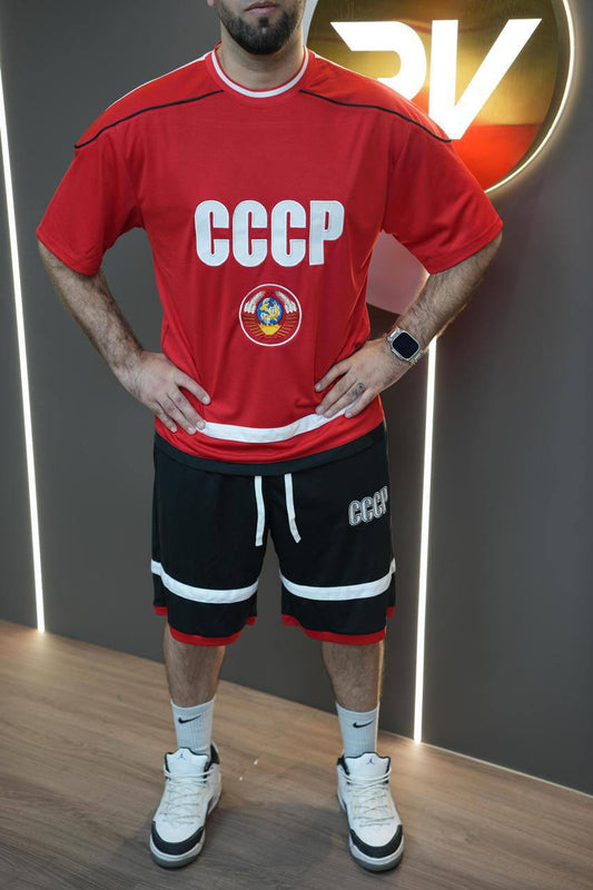 CCCP-UDSSR Set (T-Shirt & Short) "oversize" Rot/Schwarz